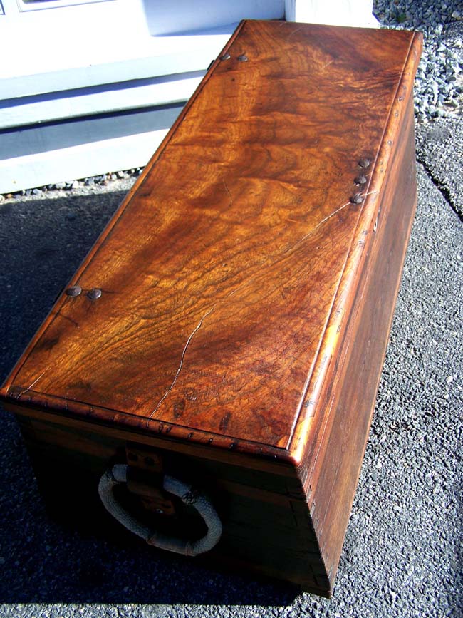 An early 19th century Dovetailed Sailor's Chest with Wonderful Ropework Beckets — image 5
